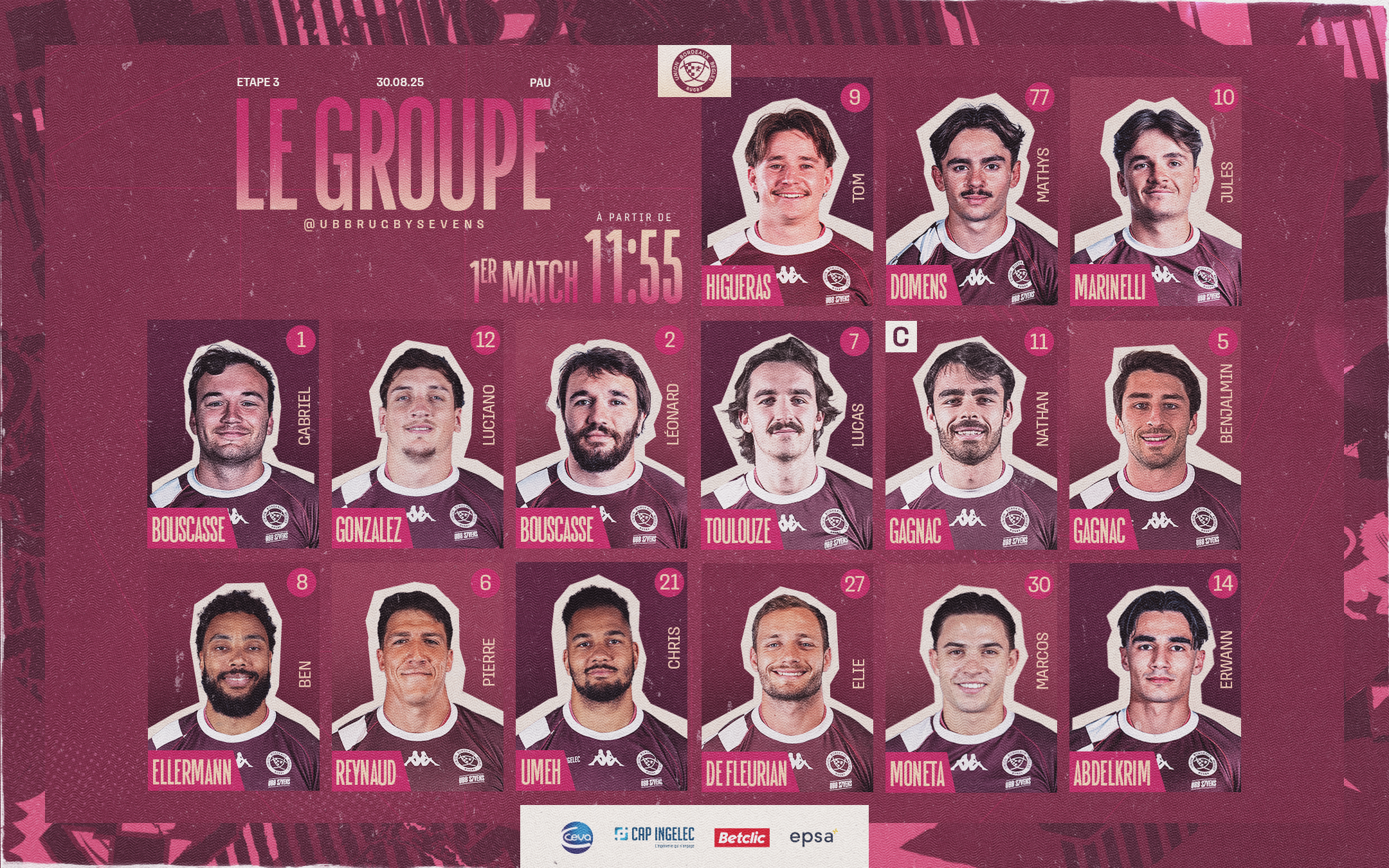 Les 15 joueurs convoqués pour la troisième étape de l'In Extenso Supersevens